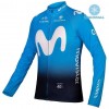 Set Langarmtrikot + Trägerhose Lange 2019 Movistar Team Winter Thermal Fleece N001